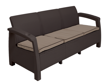 Садовый диван прямой трехместный, венге