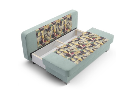 Диван еврокнижка Арвен бирюзовый / принт Snow Aqva