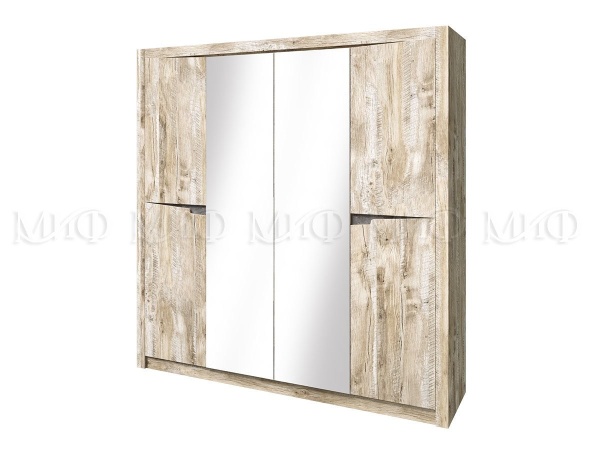 Шкаф 4-х Створчатый Ройс (Ш-2140 x В-2200 x Г-538 мм) Дуб Юкон/Бетон Темный