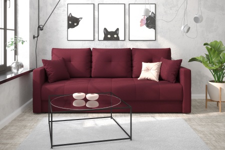 Диван еврокнижка Вита 3-х местный бордовый