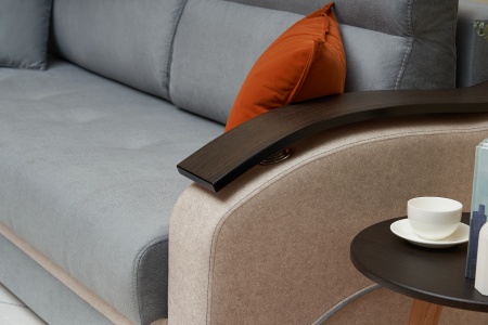 Диван еврокнижка Милан серый / бежевый