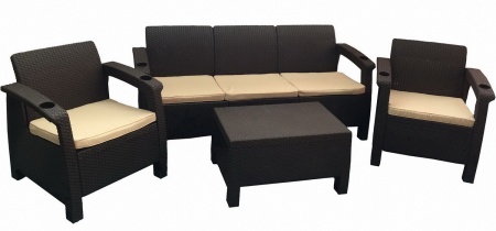 Садовый диван прямой трехместный, венге