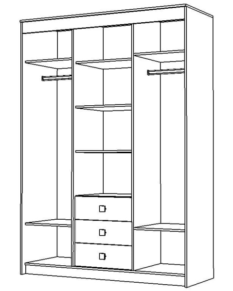 Шкаф-Купе Комби Венге/Дуб (Ш-1600 х Г-600 х В-2270 мм)