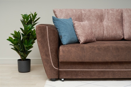 Диван еврокнижка Амстердам бежевый / коричневый