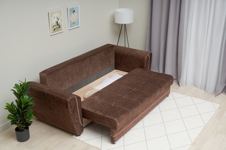 Диван еврокнижка Амстердам бежевый / коричневый