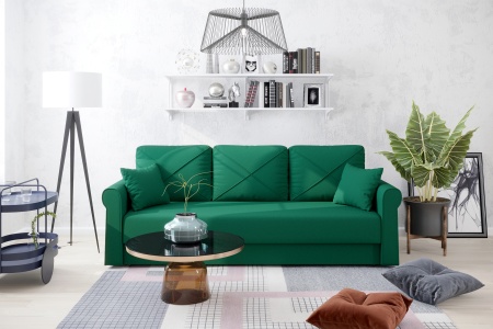 Диван еврокнижка Лира 3-х местный изумрудный