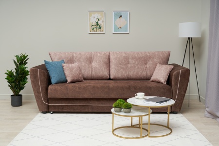 Диван еврокнижка Амстердам бежевый / коричневый