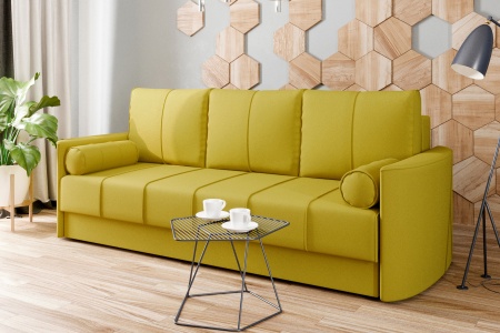 Диван еврокнижка Колибри 3-х местный горчичный