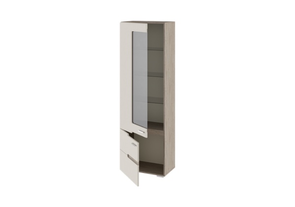 Витрина Фьюжн бежевый / дуб сонома трюфель