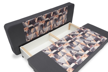 Диван еврокнижка Арвен темно-серый / принт Snow Brown