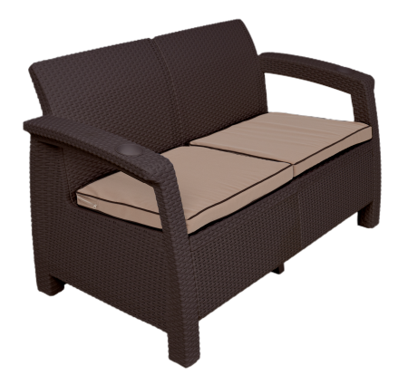 Садовый диван прямой двухместный, венге