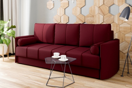 Диван еврокнижка Колибри 3-х местный бордовый