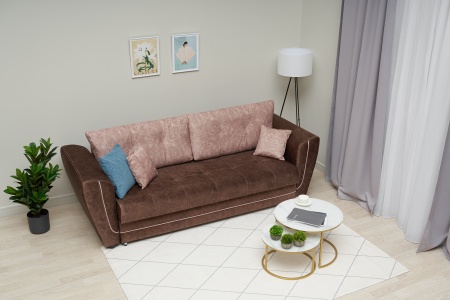 Диван еврокнижка Амстердам бежевый / коричневый