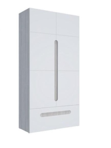 Шкаф 2х-Створчатый с Ящиком Палермо -3 МДФ (Ш-1068 мм х Г-381 мм x В-2078 мм) Ясень Шимо Светлый/ фасад Белый Глянец