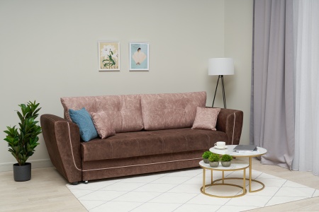 Диван еврокнижка Амстердам бежевый / коричневый